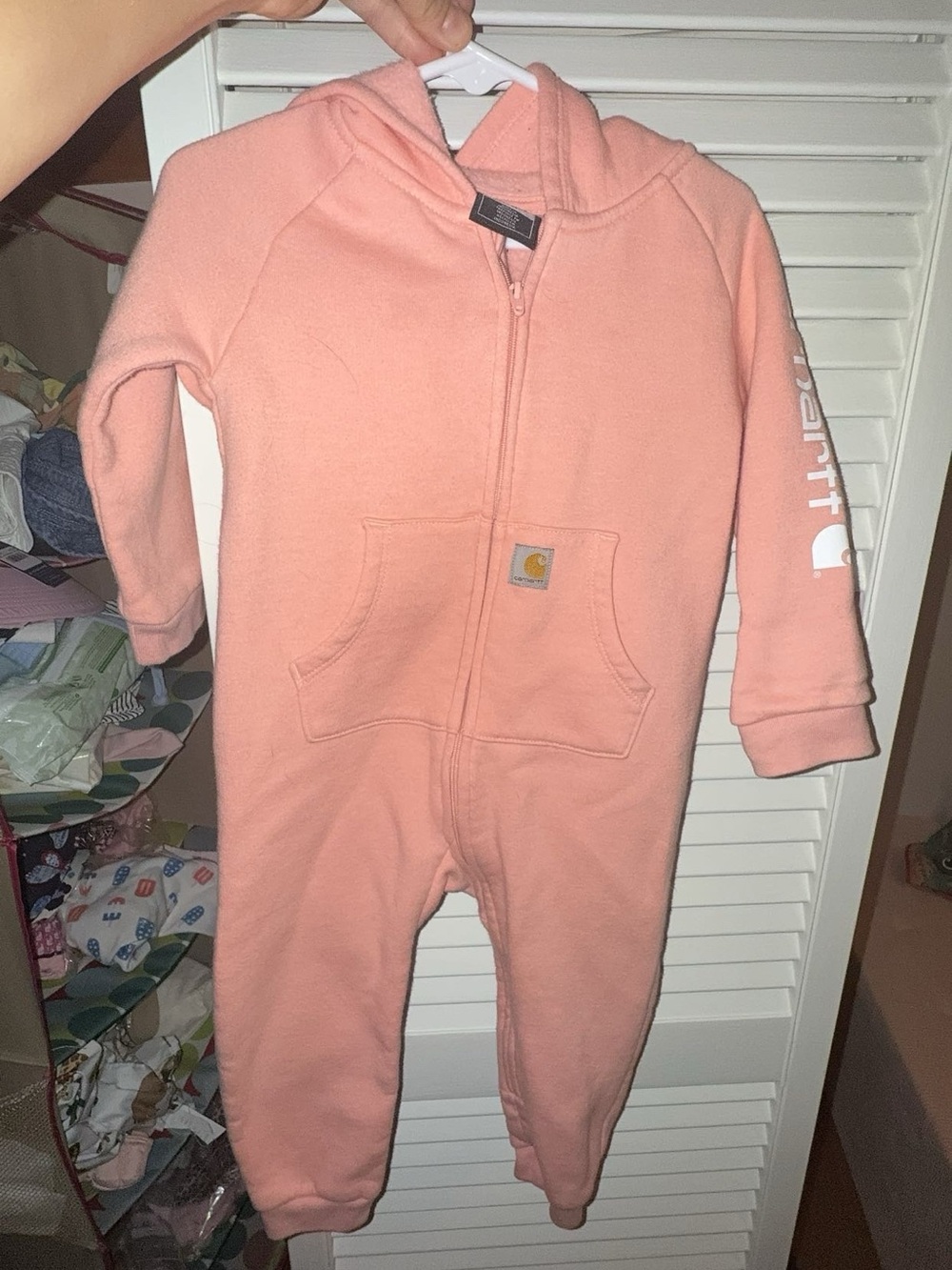 Carhartt Kids Peach Fleece Hooded One-Piece Zip Coverall